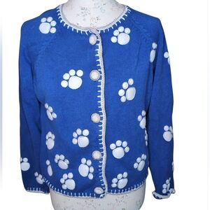 University Of Kentucky UK Wildcats Clothing Paw Print Cardigan Medium